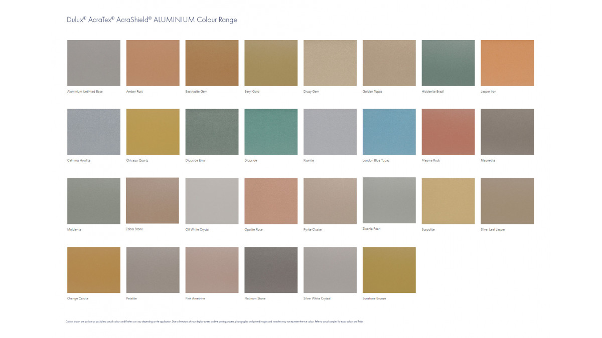 Dulux AcraTex AcraShield Aluminium Colour Range Graphic