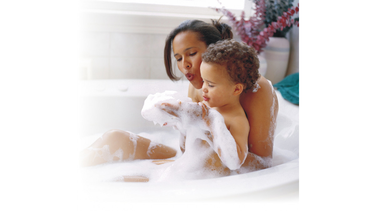 Mum Child in Bath Bubbles
