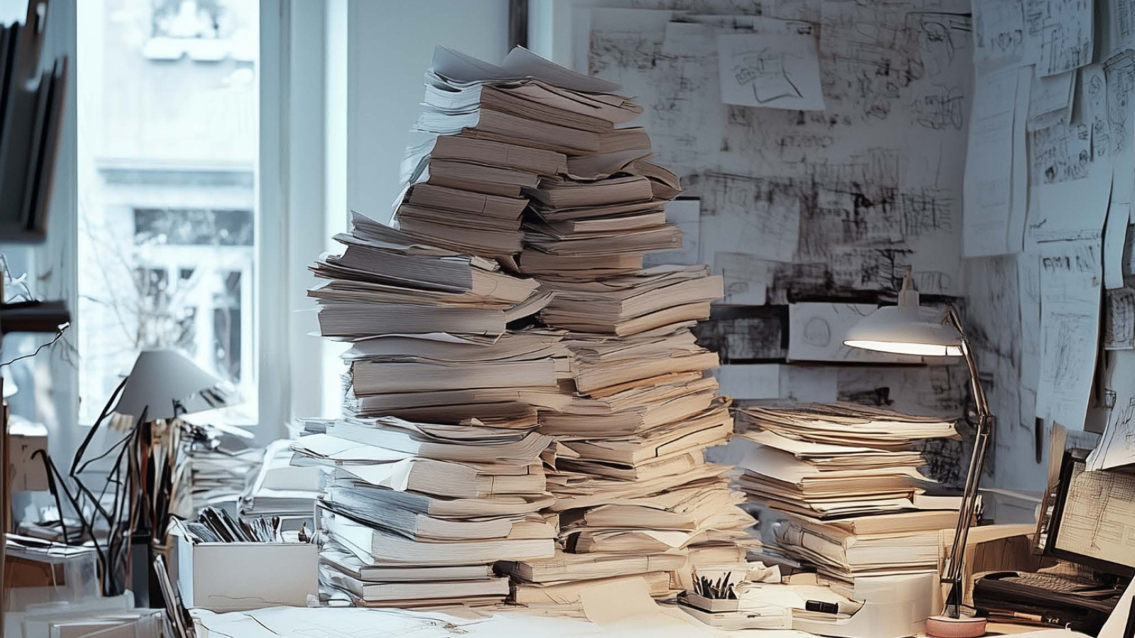 stack of books and paperwork