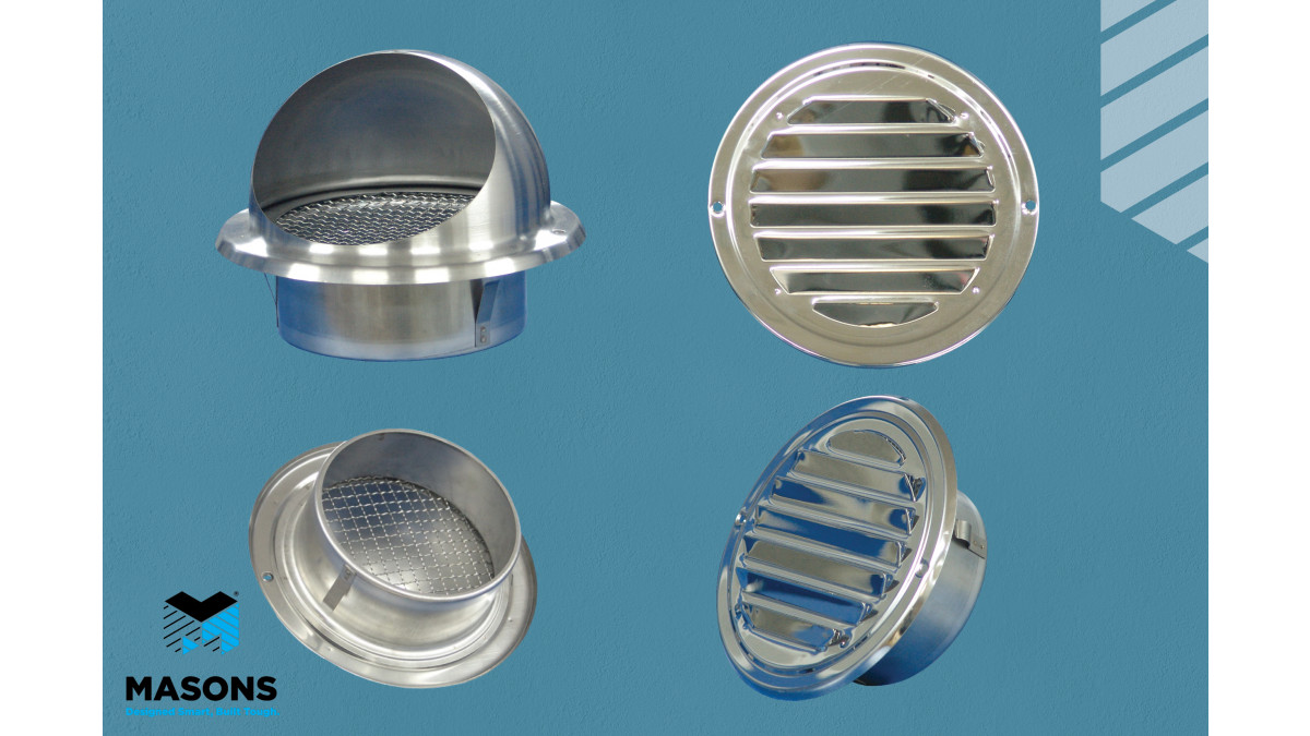 Dome Cowl Vent (3 sizes) & Louvre Grille Round 304 Stainless Steel (3 sizes).