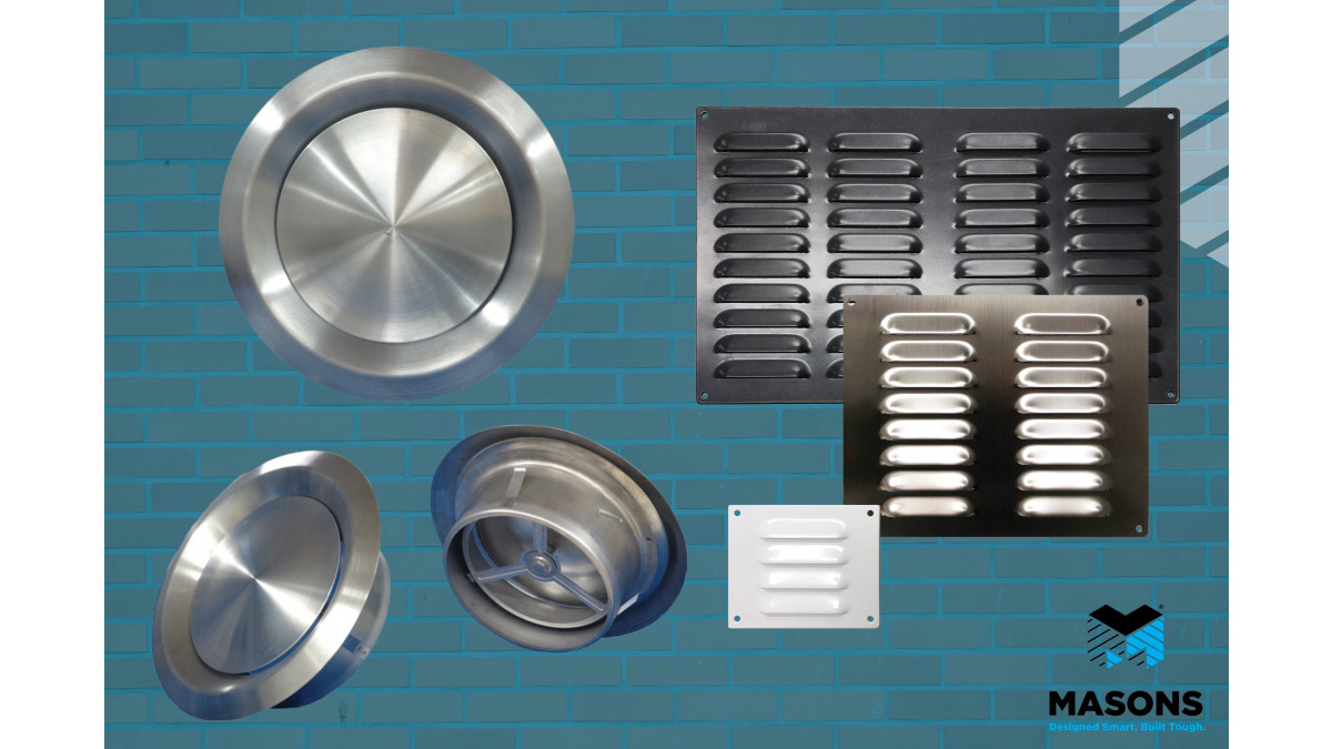 Air Diffuser 304 Stainless Steel (4 sizes) & Exterior Vent range in White & Silver Aluminium or Stainless Steel (9 sizes).