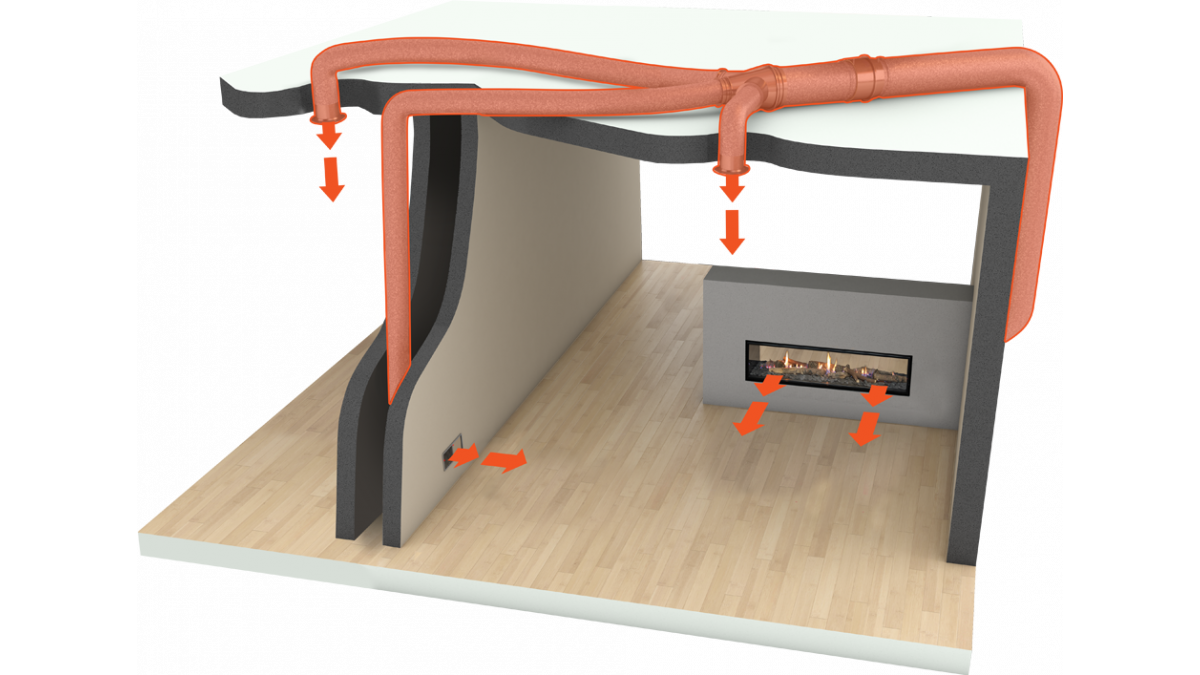 Escea's DX Series Heat Ducting technology captures up to 90% of the available heat and distributes it throughout the home. 