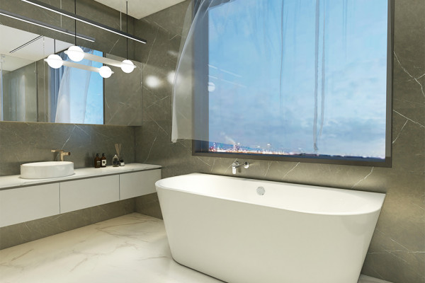 New Bath Evokes Space-Saving Deep Luxury