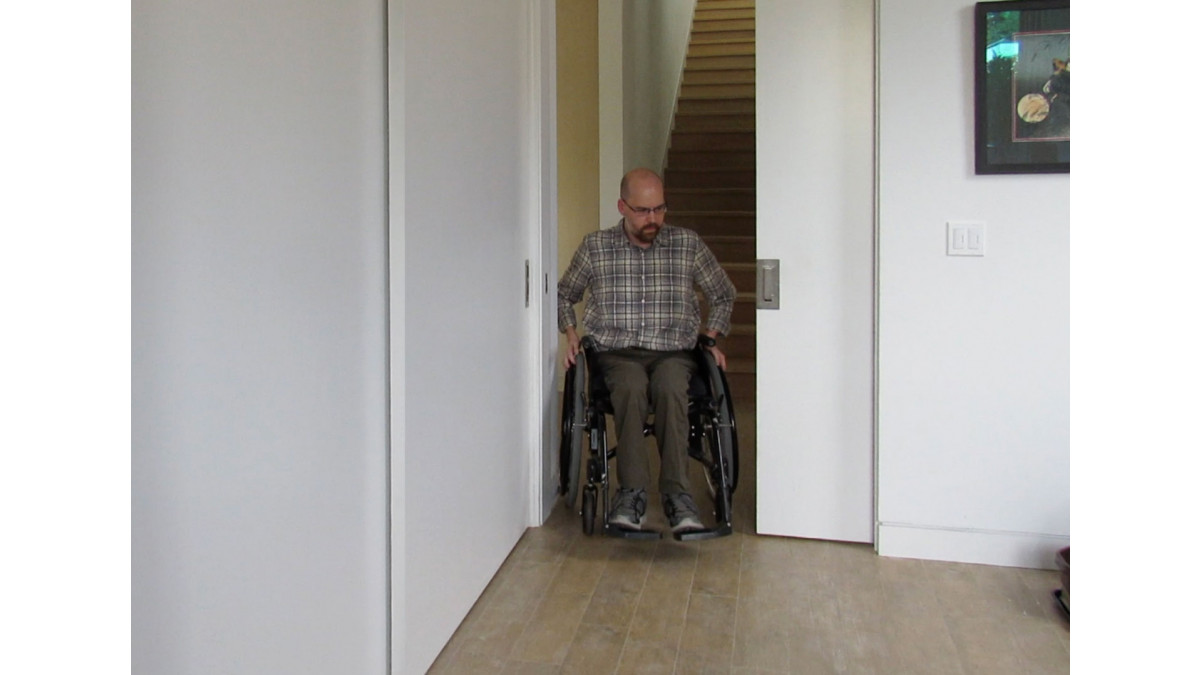Wheelchair user using cavity slider.