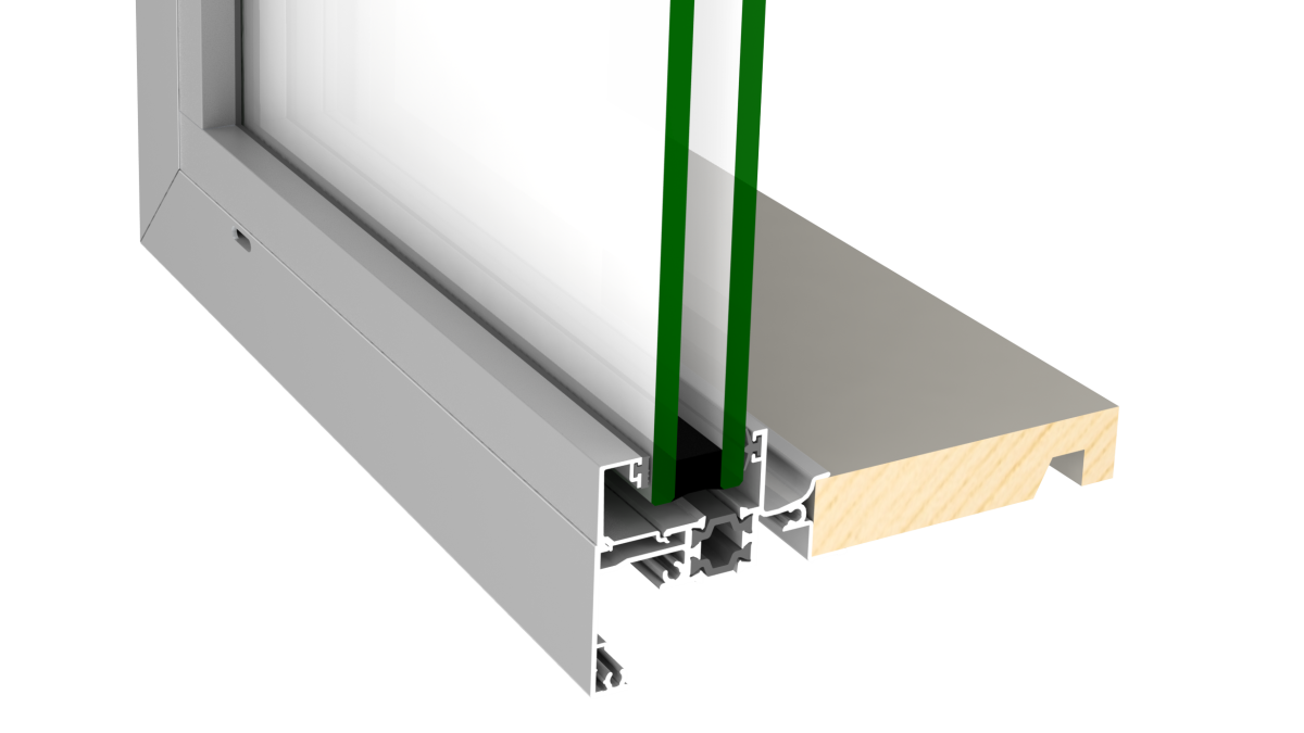 Fixed window cross section in the new Residential Series ThermalHEART range.