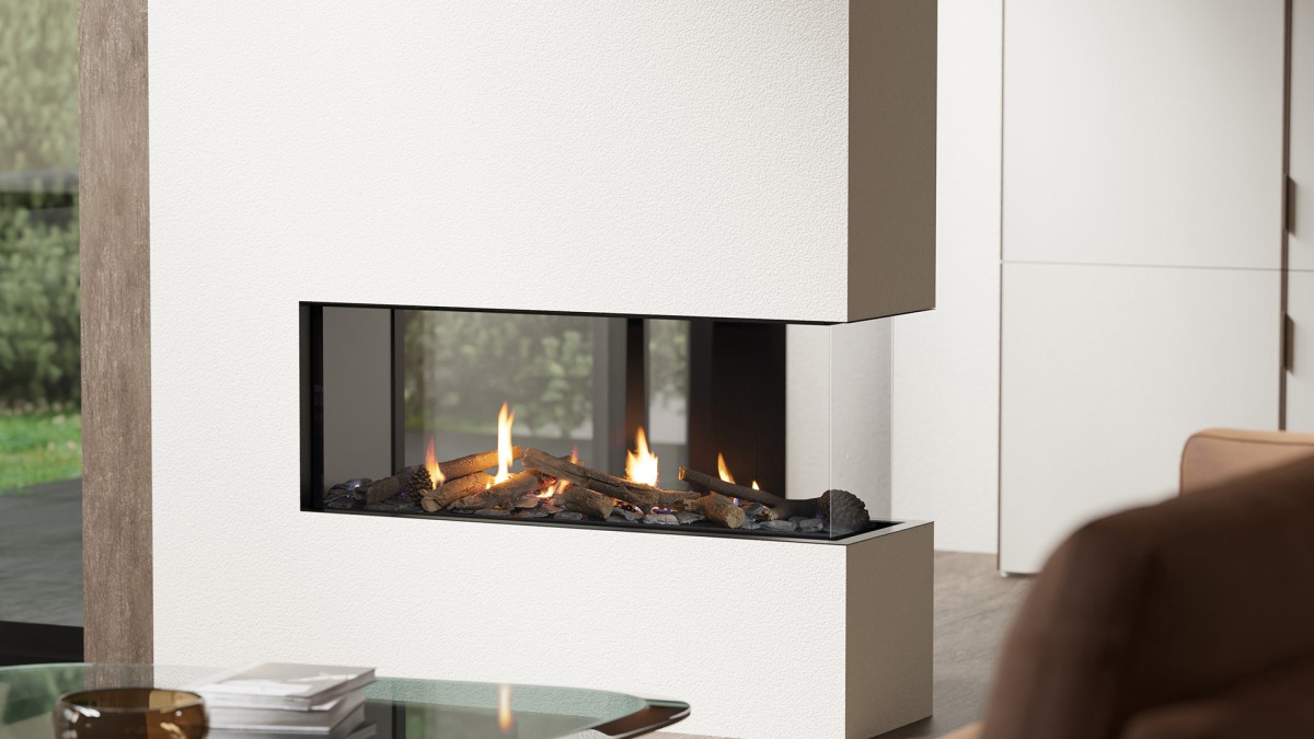 Escea DN1150 Peninsula Gas Fireplace.