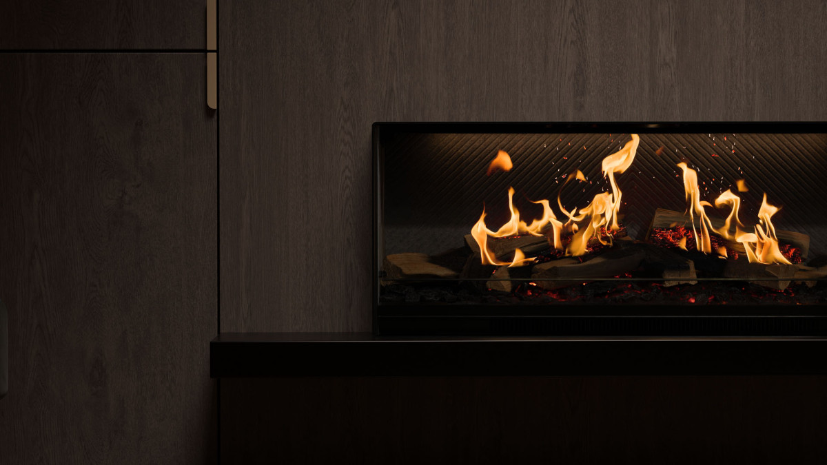 Escea LE Series Holographic Electric Fireplaces.