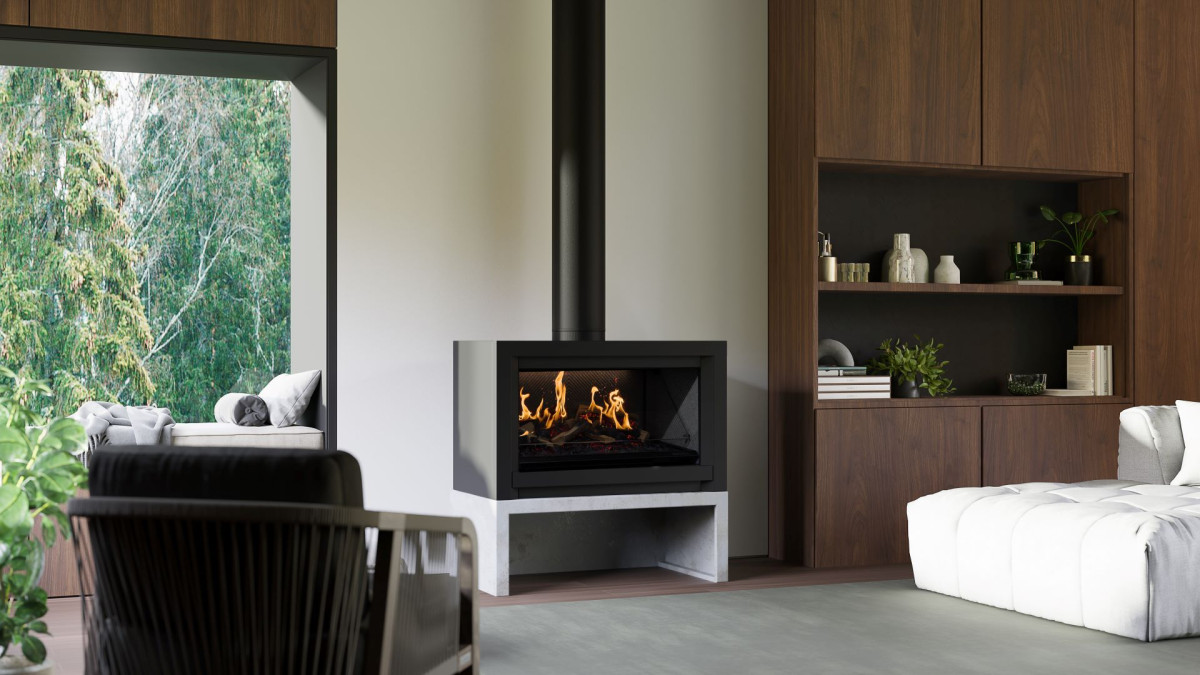 Escea LFS800 Freestanding Holographic Electric Fireplace.