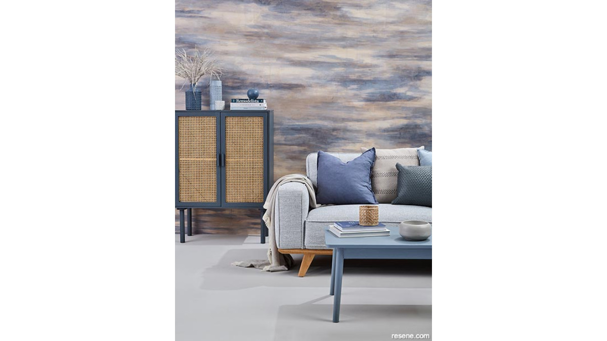 How about bringing the beach to you – break out the Resene paints and stains, and create a magical wall that's a cross between a mural and a paint effect.<br />
<br />
Wall – in Resene stains Resene Colorwood Riverstone, Resene Colorwood Silvered Grey, Resene Colorwood Skywater and Resene Colorwood Whitewash.