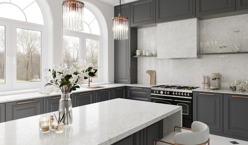 A New Low Silica Solid Surface with a Stunning Veined Finish