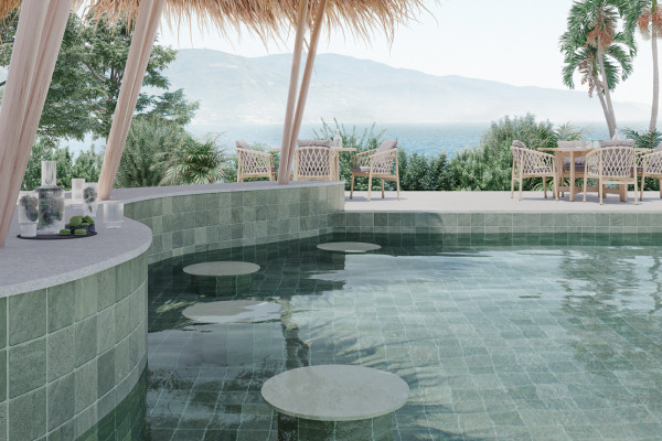 Sukabumi Tiles Bring Tropical Charm to Swimming Pools and Outdoor Spaces