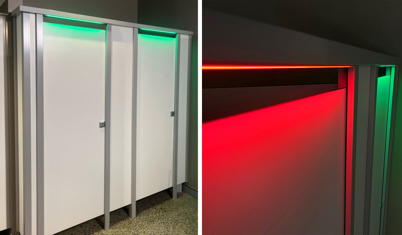 New Occupancy Lights Help Quickly Identify Available Cubicles in Busy Bathrooms