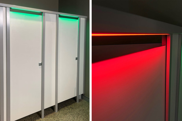 New Occupancy Lights Help Quickly Identify Available Cubicles in Busy Bathrooms