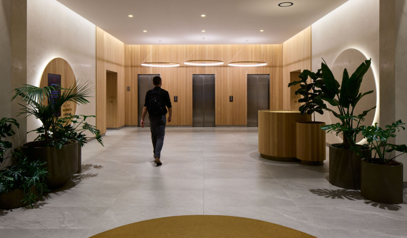 Tiles Create a Refined Look for AIA Tower Lobby Renovation