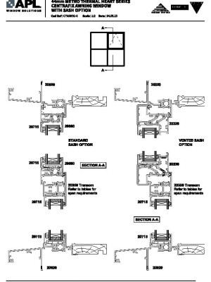 APL MetroTH Centrafix Awning Windows Drawings pdf